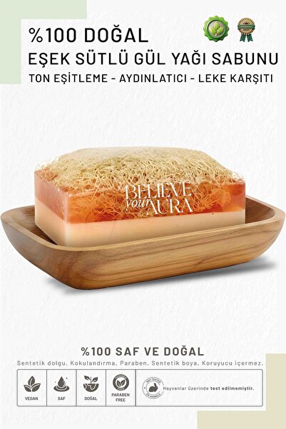Believe Your Aura صابون زيت الورد بحليب الحمار - صابون الورد الطبيعي المضاد ل...