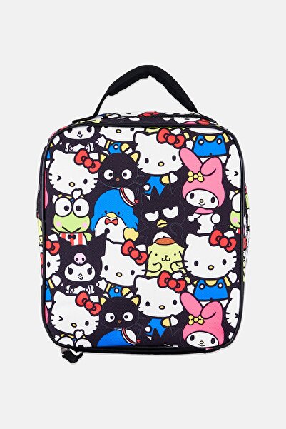 SANRIO حقيبة غداء للبنات مطبوع عليها بالكامل رسومات هيلو كيتي وأصدقائها، متعد...