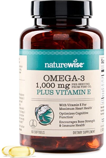 NatureWise مكمل زيت السمك أوميغا 3 - 1000 ملغ لكل جرعة - 600 ملغ من حمض إيكوس...