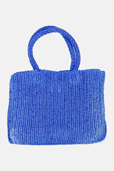 Esprit Women Woven Straw Tote Bag 50 L x 39 H x 19 W cm, Blue