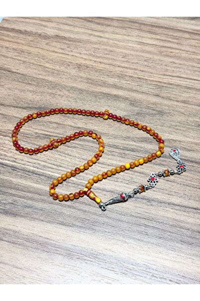 tesbihciniz Engraved P Tasseled 99-Piece Amber Prayer Rosary