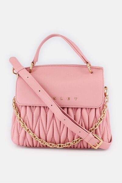 Sisley حقيبة كروس بودي نسائية بشعار ماركة، لون وردي فاتح