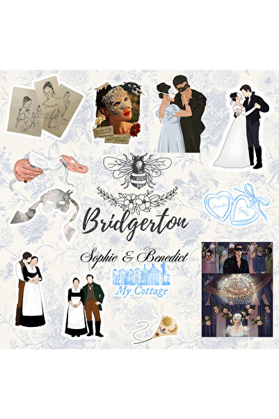 Nurmurs Bridgerton Sticker Etiket Seti Benedict & Sophie elegant Sticker