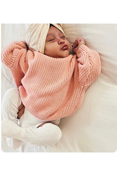 FLOWER BABY سترة محبوكة للأطفال مقاس حياكة عثمانية كبيرة الحجم
