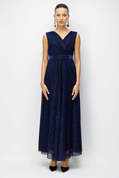 Mi Pret a Porter Mi Kruvaze Yaka Simli Uzun Elbise