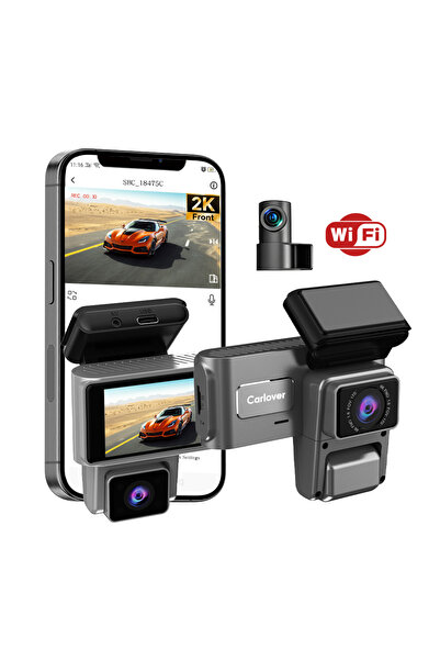 EverBox S16 3 Kameralı 2K+1080p Araç içi Kamera - 3.39" Dokunmatik Ekran, WiF...