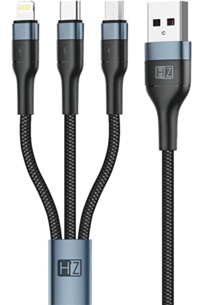 HEATZ كابل شحن ونقل بيانات عالي السرعة 3 في 1، من USB إلى Lightning/Type-C/Mi...