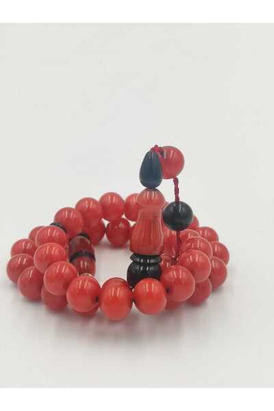 ALTUNTAŞ Master Crafted Red Fire Carnelian Praying Beads 10 mm Ball Cut with ...