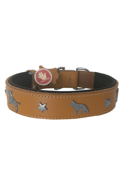 Mestore Doggie Konfor Leather Dog Collar with Dog Figure 56-64 cm XL Camel - ...