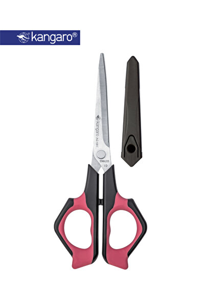Kangaro Stainless Steel Scissors 6.75 Inch with Safety Cap Soft Grip