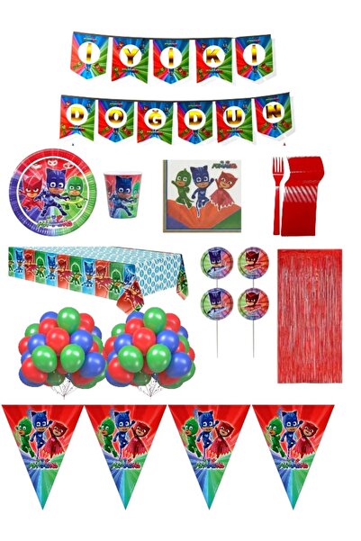 CAVAŞ sun hat Maskeli Süper Kahramanlar Pijamaskeliler 16 kişilik Doğum Günü ...