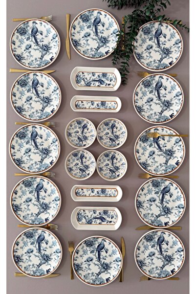 Yiğit Seramik Züccaciye Blue Kitchen Model 12 Kişilik 20 Parça Modern Kahvalt...