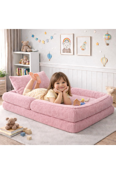 puffiber Kids Katlanabilir Çocuk Oyun Koltuğu–Fitilli Kadife Yumuşak Yer Mind...
