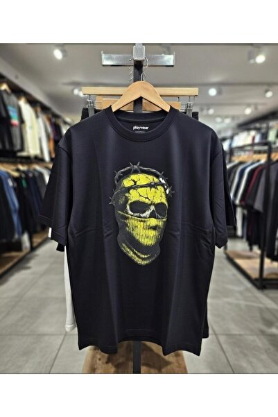 playwear Μπλουζάκι με στάμπα με σχέδιο αγκαθωτής κρανίου, μπορντό και κίτρινο...