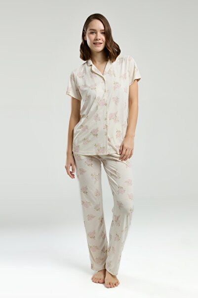 Pierre Cardin Women's Shirt Pajama Set Licensed Product Cotton Modal Fabric S...