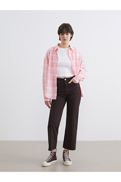 LC Waikiki Νέα σεζόν από την ESVAB Sparkly Pieces Brown εφαρμοστό Γυναικείο τ...