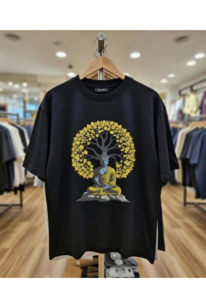 playwear Tricou Jakata Buda Hindu cu imprimeu pe perete, 100% bumbac, croială...