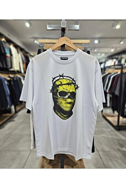 playwear Μπλουζάκι με στάμπα με σχέδιο αγκαθωτής κρανίου, μπορντό και κίτρινο...