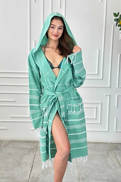 My-o Бохемски халат с качулка Pestemal - мека текстурирана кърпа - халат на р...