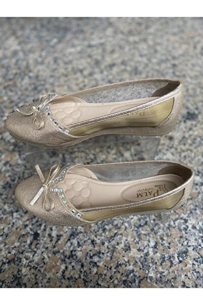Aysun Ayakkabı Gold Color Outer Material Tulle and Leather Leather Orthopedic...