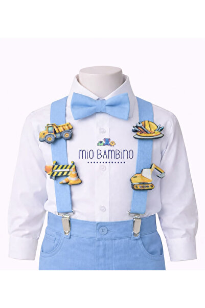 MİO BAMBİNO Construction Machinery Concept Boys' Bow Tie and Suspenders Set –...