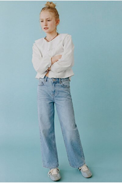 Magu Дівчачі бавовняні світло-блакитні джинси з широкими штанинами