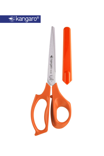 Kangaro Stainless Steel Scissors 8 Inch with Safety Cap for Home & Office