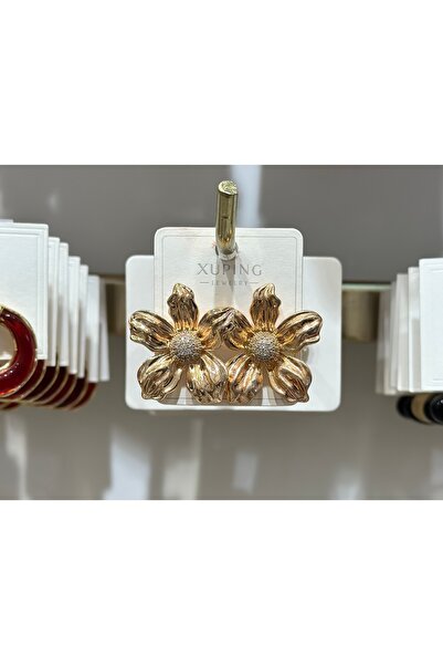 GLOW ACCESSORIES BAE أقراط فولاذية من Xuping مطلية بالذهب على شكل زهرة مرصعة ...
