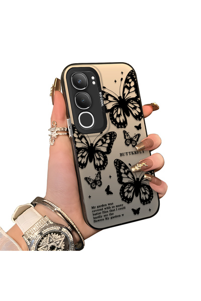 CHICASELUX حافظة هاتف من السيليكون ذات حافة صلبة ومضادة للسقوط متوافقة مع هاتف Vivo Y19S Butterfly منقوش