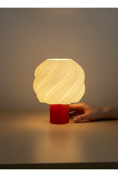 Puzimo Modern Spiral Desenli LED Abajur 15 cm – Pilli Dekoratif Işık, Masa Üs...