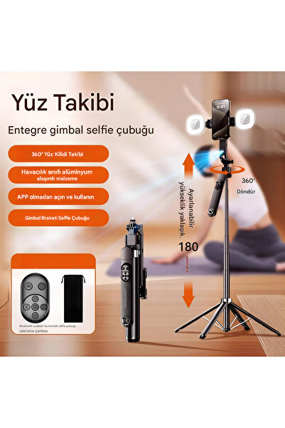 asua 1.8MT Çift Işıklı Akıllı Hareket Takipli Tripod Kumandalı Selfie Aydınla...