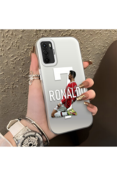 Hontinga حافظة هاتف OPPO A54 4G متوافقة مع CR7 منقوش مصنوعة من السيليكون ومضا...