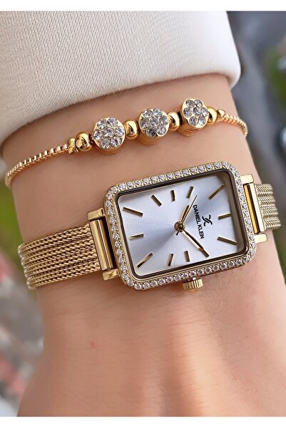 Daniel Klein Gold Color Steel Case Mesh Thin Cord Original Women's Wristwatch...