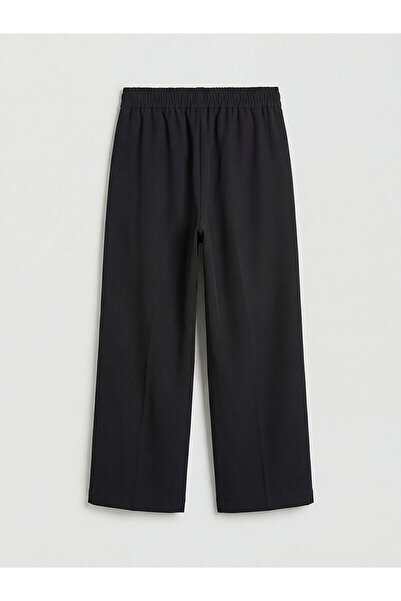 LC Waikiki Black Wideleg Pleated Girl's Trousers