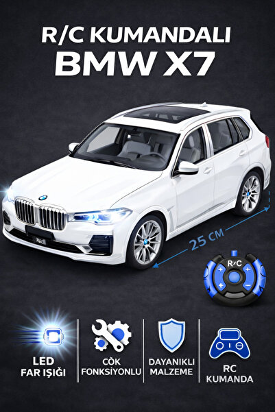 YILDIRIM OYUNCAK Şarjlı R/C Kumandalı BMW X7 25 Cm Oyuncak Araba LED Farlı Ço...