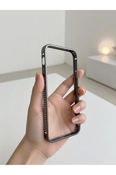 TECNOTREND iPhone 4/4GS Uyumlu Taş işlemeli metal telefon kılıfı çerçevesi.