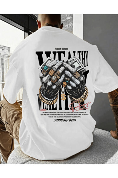 gencerco Rich cu imprimeu graffiti Premium supradimensionat tricou
