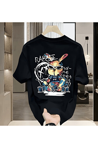 gencerco Tavşan cu imprimeu graffiti Premium supradimensionat tricou