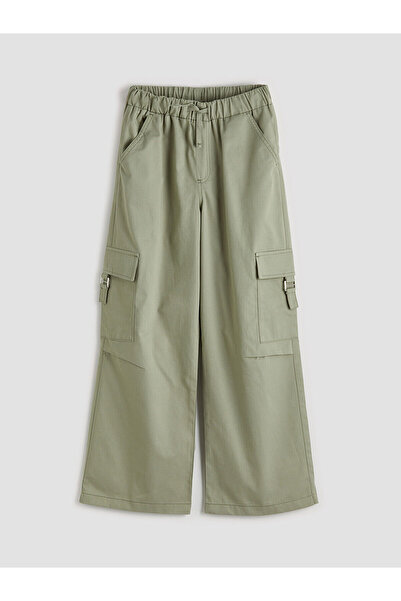 LC Waikiki Khaki Loose Fit Girls Gabardine Cargo Pants