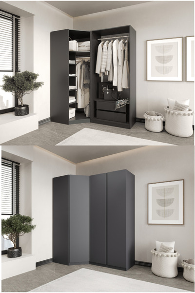 CANBAZ FURNİTURE Mira modüllü köşe 3 MDF KAPAKLI %100 MDF (KURULUM DAHİL)