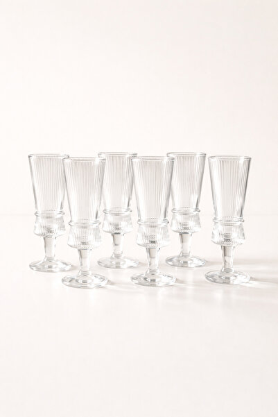 Mirilliahome Set of 6 Striped Glass Coffee Cups 50 ml Sherbet Bowl with Foote...