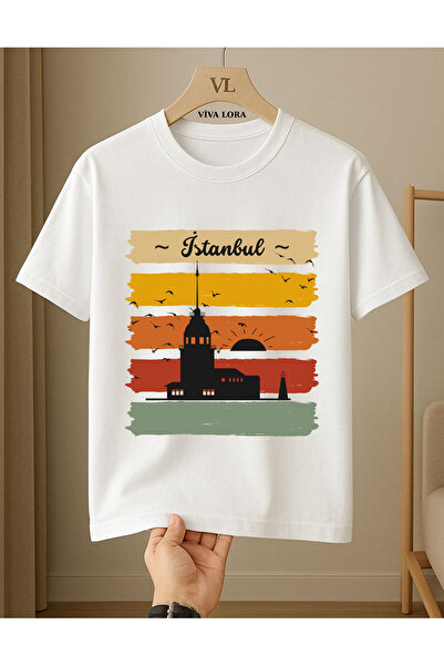 VİVA LORA TRICOU UNISEX DIN BUMBAC CU IMPRIMEU ISTANBUL, MODEL REGULAR