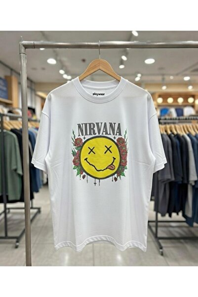 playwear Μπλουζάκι με λαιμόκοψη ποδηλάτου από 100% βαμβάκι με στάμπα Nirvana ...