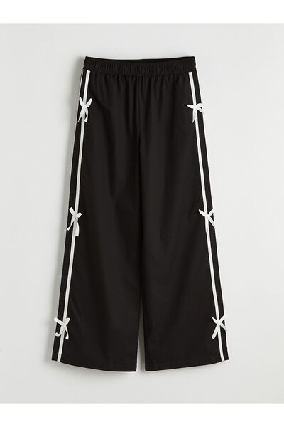 LC Waikiki Pantaloni negri detaliu cu fundă pentru fete poplin