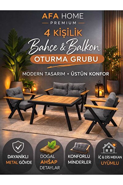 AFAHOME 4 kişilik bahçe mobilyası