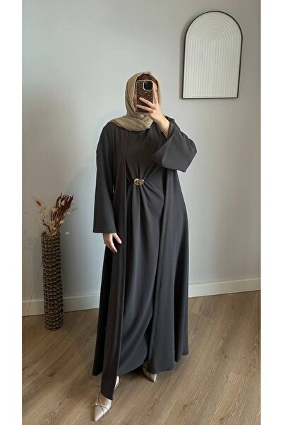 Abaya-AB Aysel Style Selanik Kumaş Bayram Özel İkili Takım - Altın Broşlu