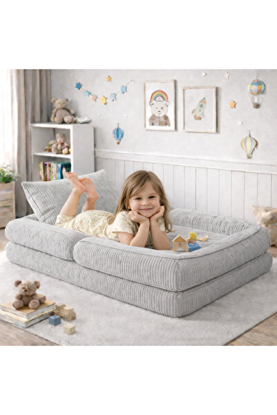 puffiber Modüler Kids Katlanabilir Çocuk Oyun Koltuğu–Fitilli Kadife Yumuşak ...