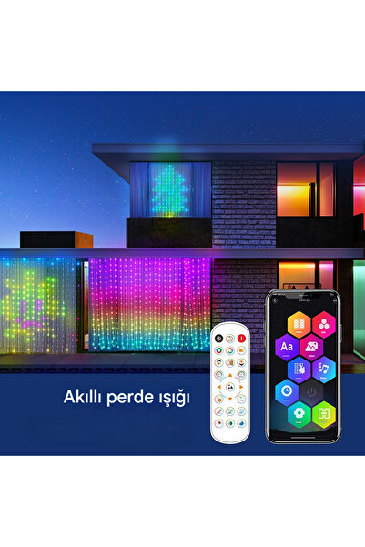 MATECHNO Akıllı Led Perde Işığı LED Animasyonlu Renkli Yazı Led Mobil Kontrol...