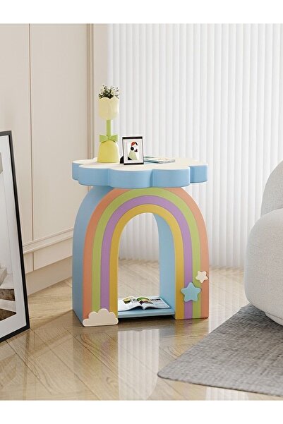 Della Gökkuşağı Çocuk Yan Sehpası – Pastel Renkli Dekoratif Oyun Odası Masası