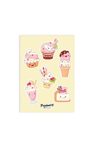 Printoot مجموعة ملصقات حلويات كاواي تتميز بشخصيات كب كيك لطيفة وملصقات حلوى ل...